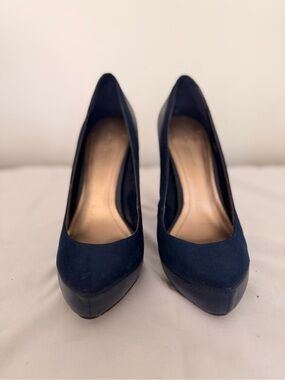 BCBGeneration Navy Suede Platform Pumps